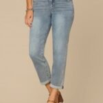 Fast Wear Mid-Rise Roll Cuff Light Blue Ankle Skimmer Jeans