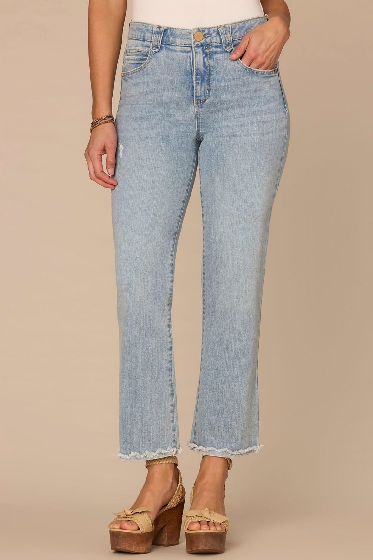Fast Wear High Rise Reverse Fray Scallop Hem Itty Bitty Flare Jean