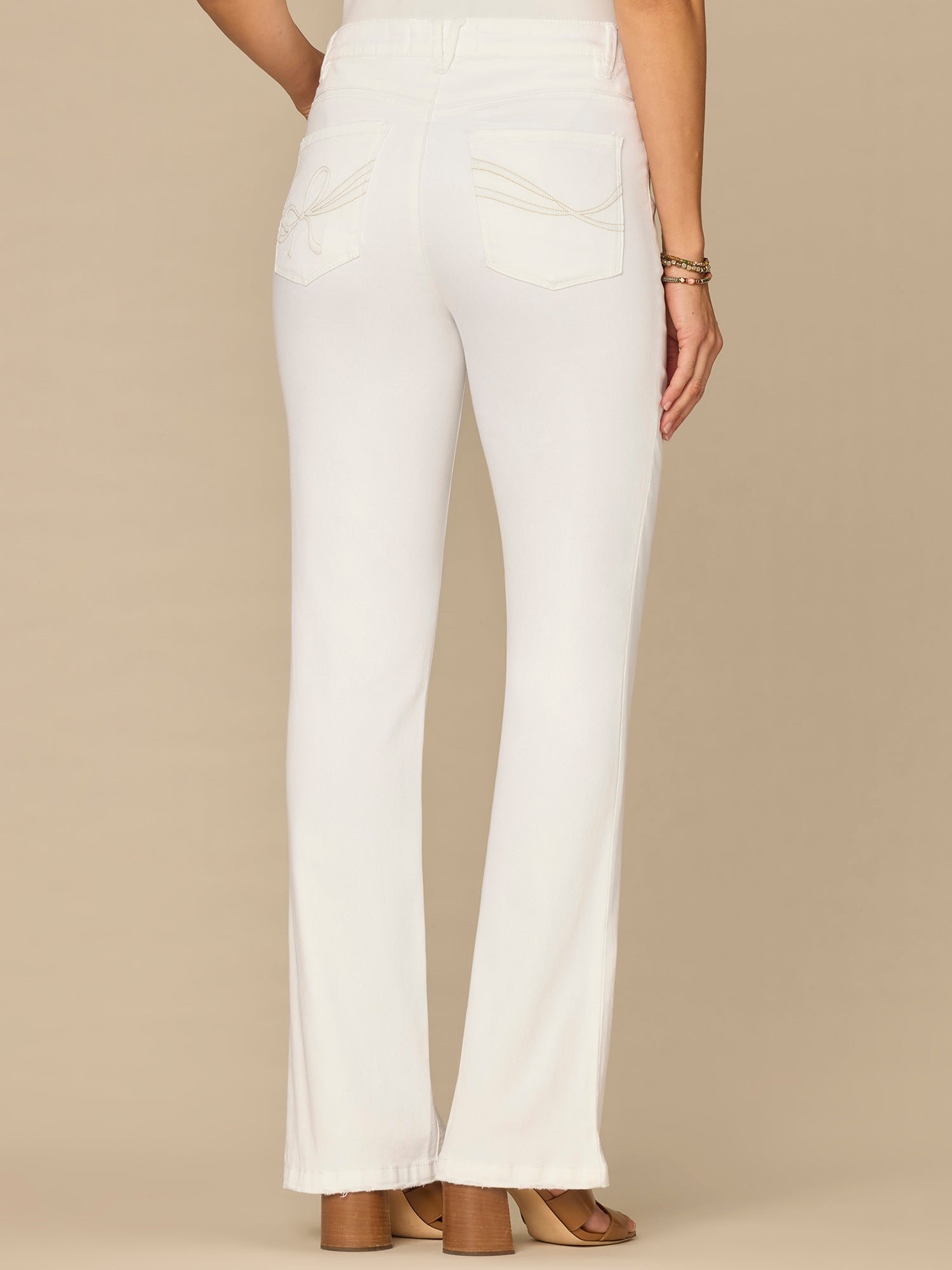 Fast Wear High Rise Embroidered Bow Pocket Itty Bitty Boot Jeans