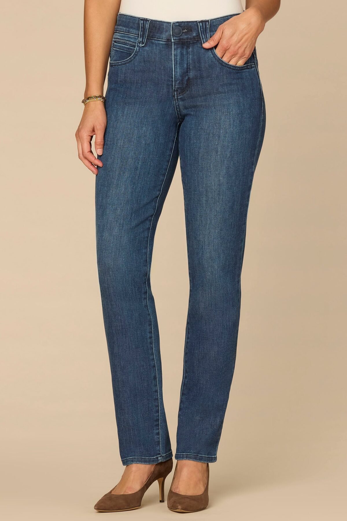 Fast Wear Mid-Rise Blue Booty Lift Straight Leg Jeans
