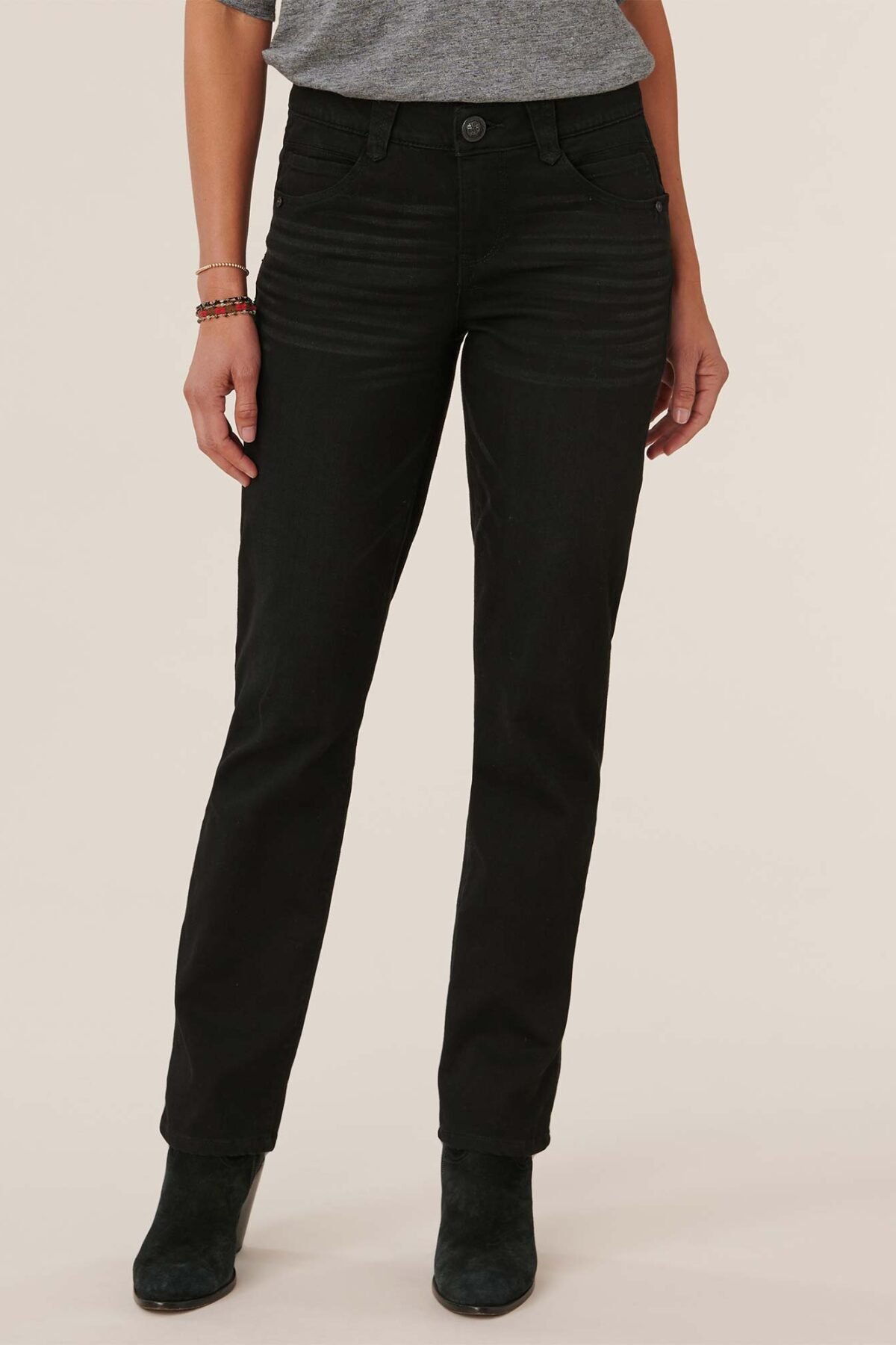 Fast Wear Booty Lift Straight Leg Black Jeans