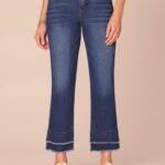Fast Wear Mid-Rise Double Layer Fray Hem Petite Kick Flare Jeans