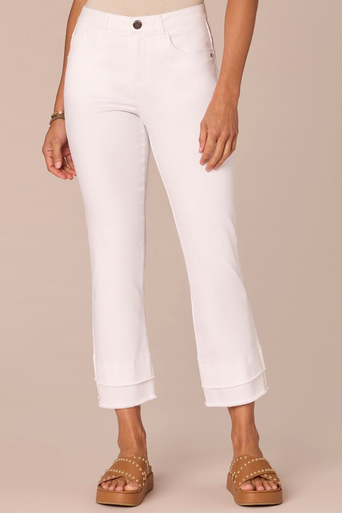 Fast Wear Mid-Rise Flare Petite Jeans with Double Layer Fray Hem