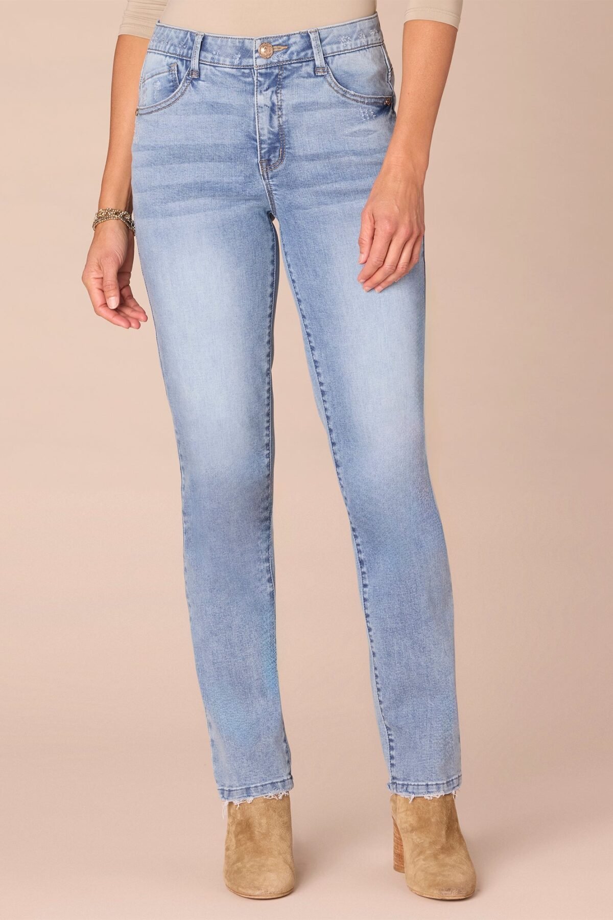 Fast Wear High Rise Petite Vintage Wash Straight Leg Jeans