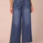 Fast Wear Skyrise Blue Tulip Hem Wide Leg Petite Jeans