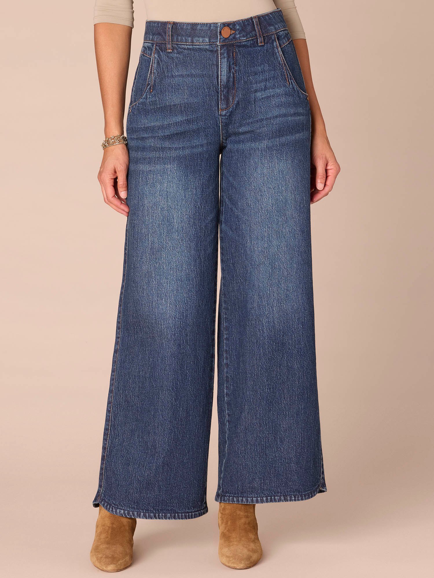 Fast Wear Skyrise Blue Tulip Hem Wide Leg Petite Jeans