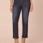 Fast Wear High Rise Petite Slim Straight Jeans with Cascading D