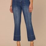 Fast Wear High Rise Center Seam Kick Flare Jeans with Slit Hem