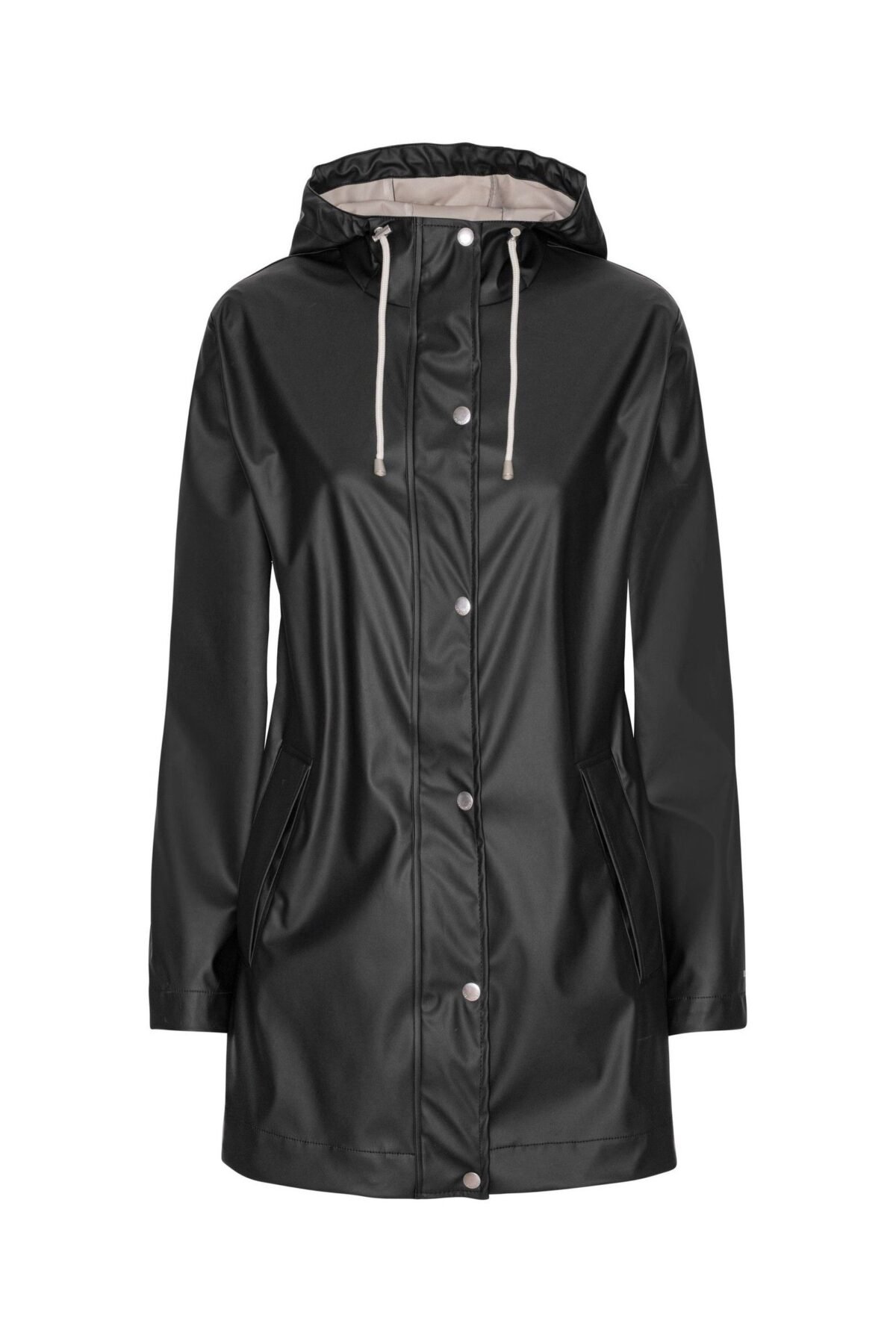 Black Straight Fit Waterproof Rain Jacket Lightweight All Weather Wear
