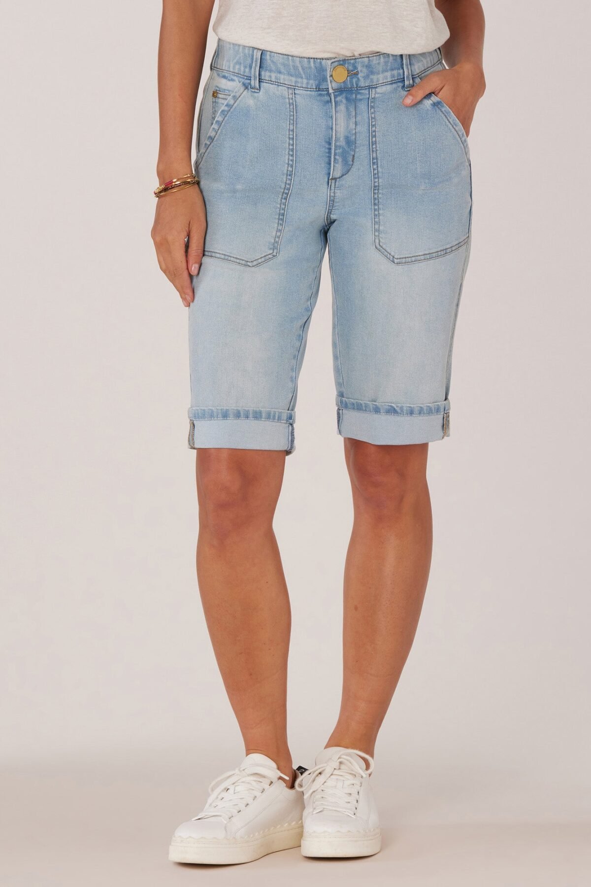 Fast Wear Petite High Rise Repreve Bermuda Short with Cuffed Hem
