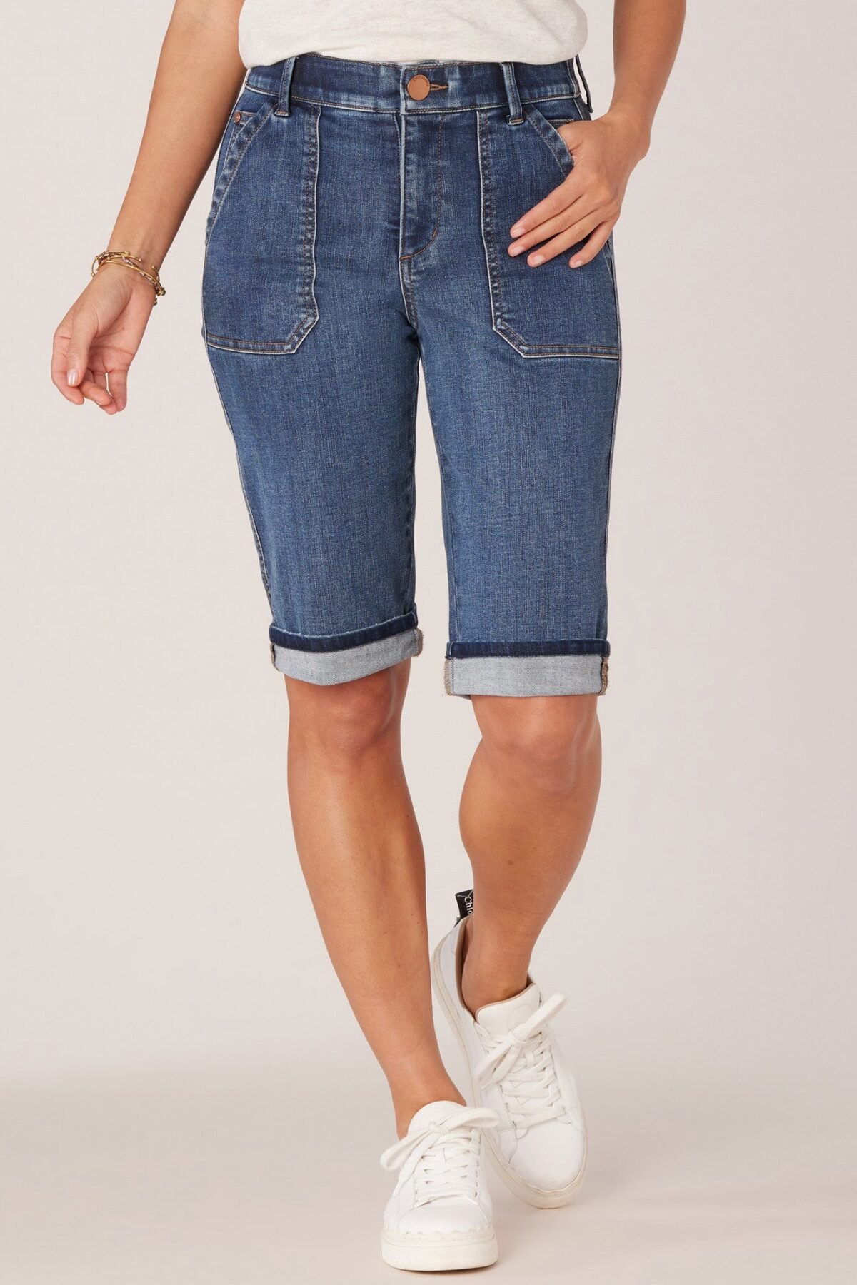 Fast Wear Petite Cuffed Hem Repreve Bermuda Short with Coin Pockets