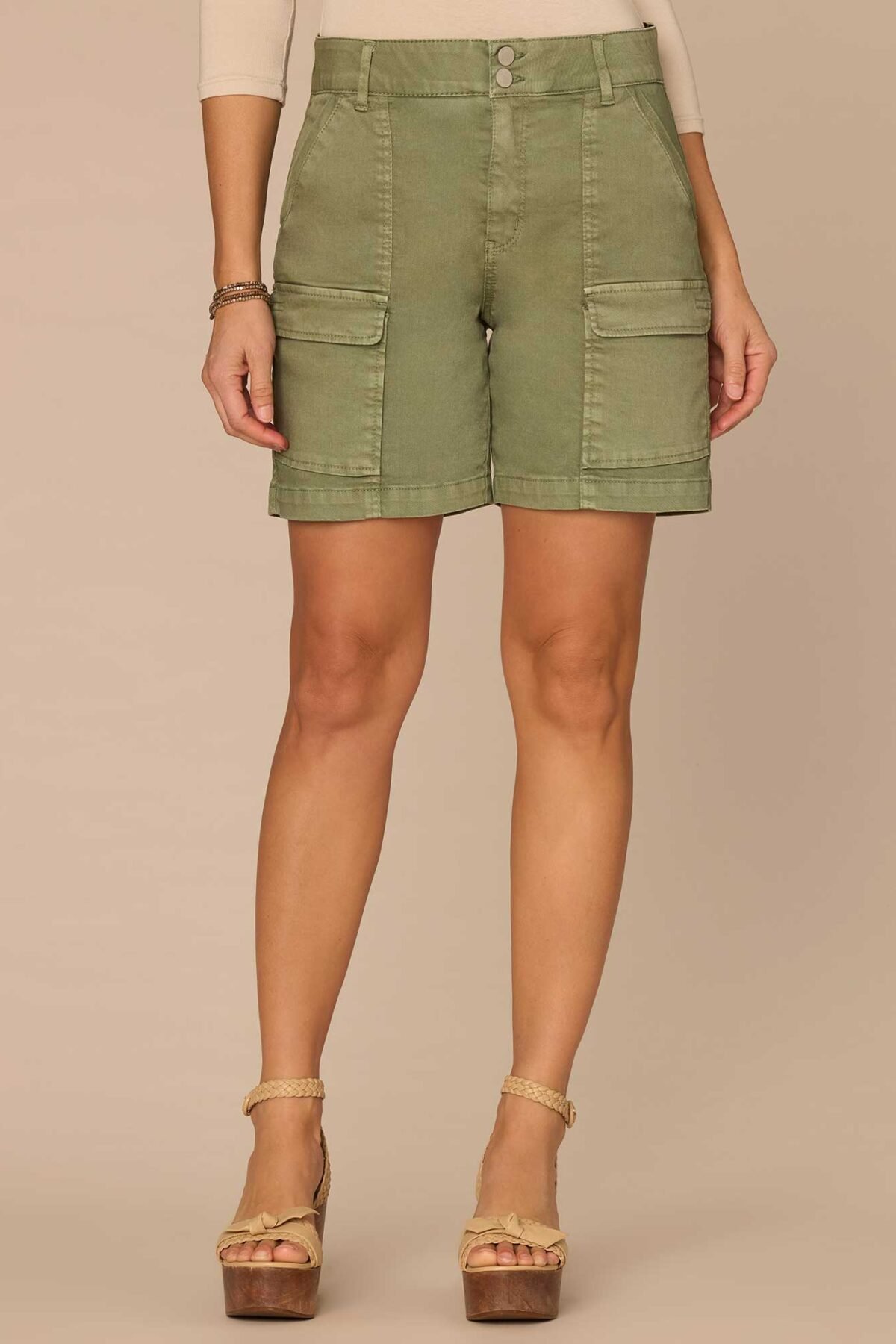 Fast Wear Skyrise Double Button Patch Pocket Petite Cargo Shorts