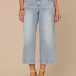Fast Wear High Rise Light Blue Cropped Wide Leg Jeans
