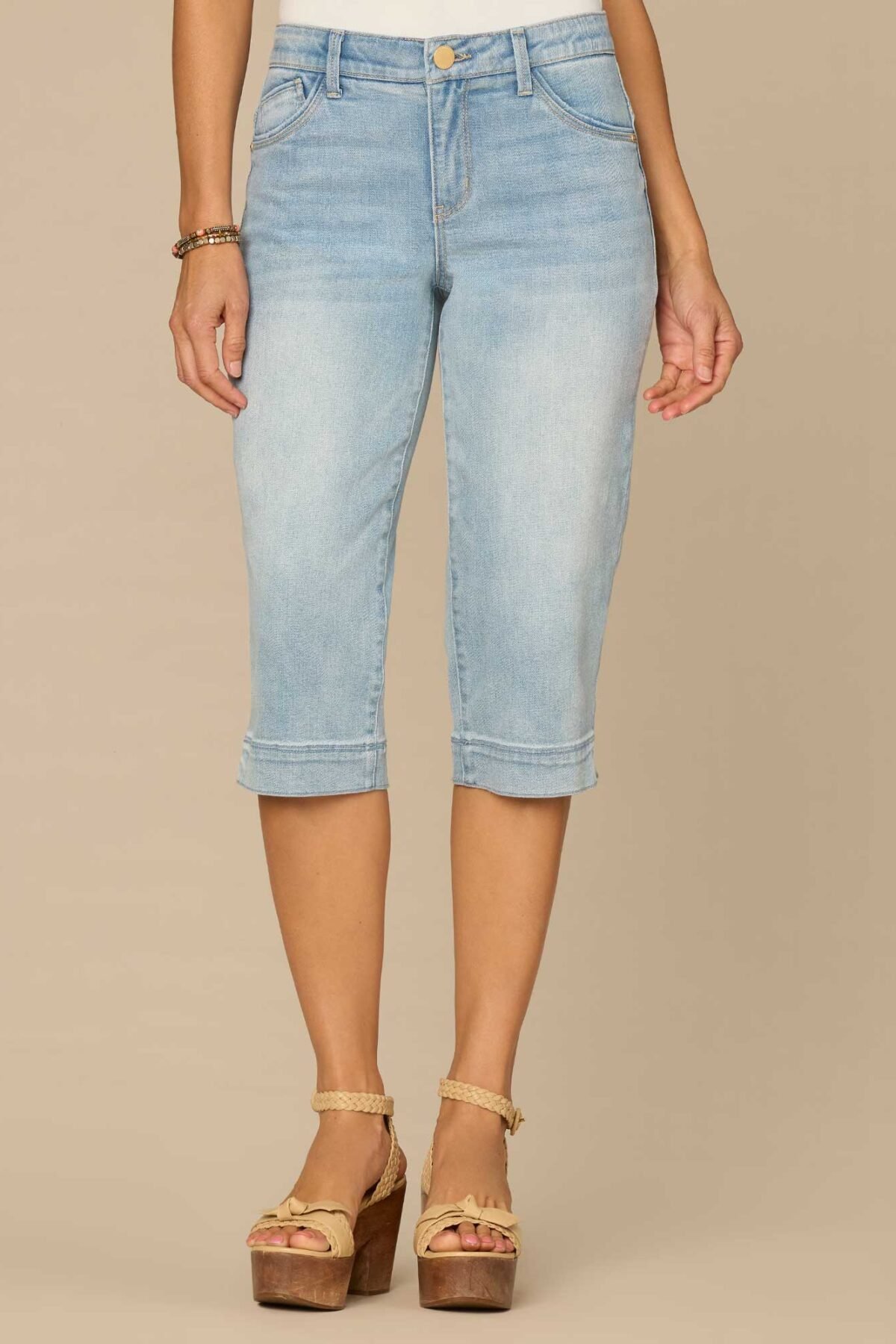 Fast Wear Mid-Rise 3D Bow Embroidery Slit Hem Petite Skimmer Jeans