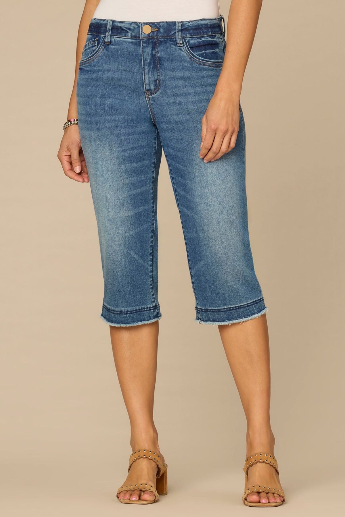 Fast Wear Mid-Rise Mid Blue Artisanal Fray Hem Skimmer Jeans