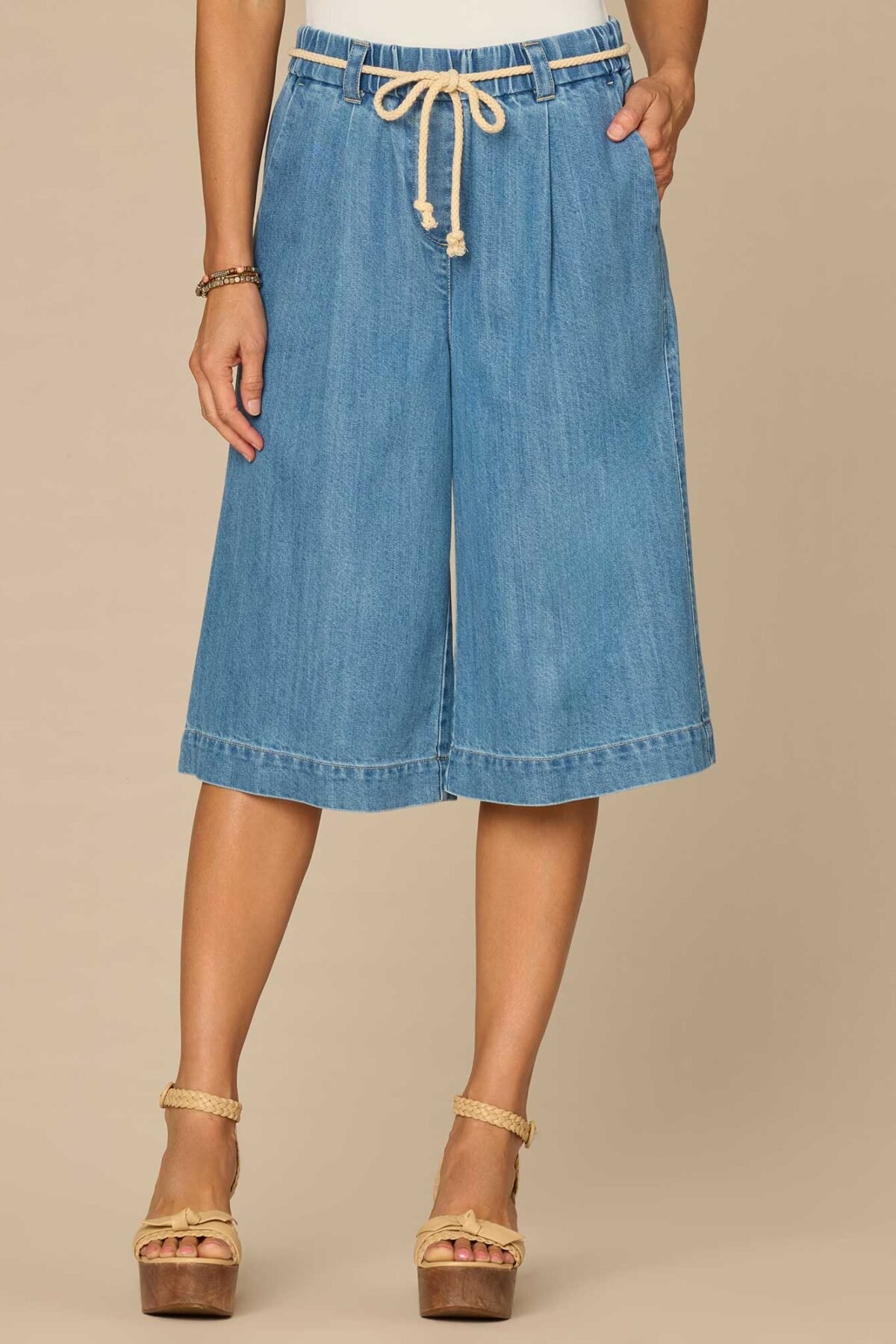 Fast Wear Skyrise Relaxed Bermuda Shorts with Rope Tie Belt