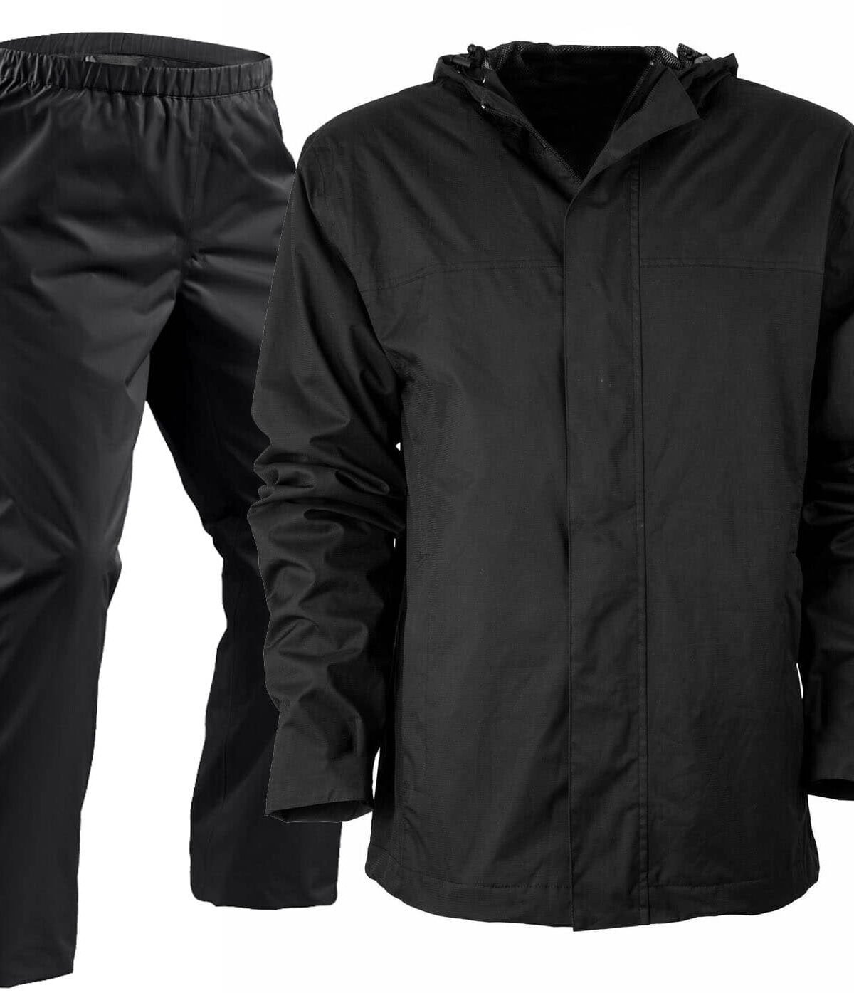 Black Polyester Waterproof Rain Suit for Men with Jacket and Pants