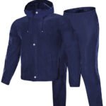 Blue Polyester Waterproof Raincoat for Men Comfortable Rainwear