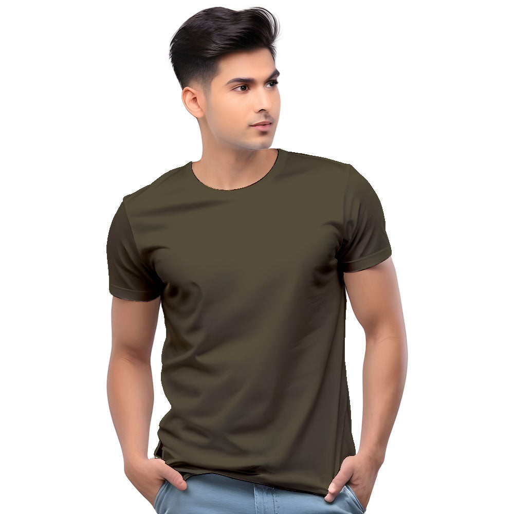 Dark Olive Men?s Plain Cotton T-Shirt