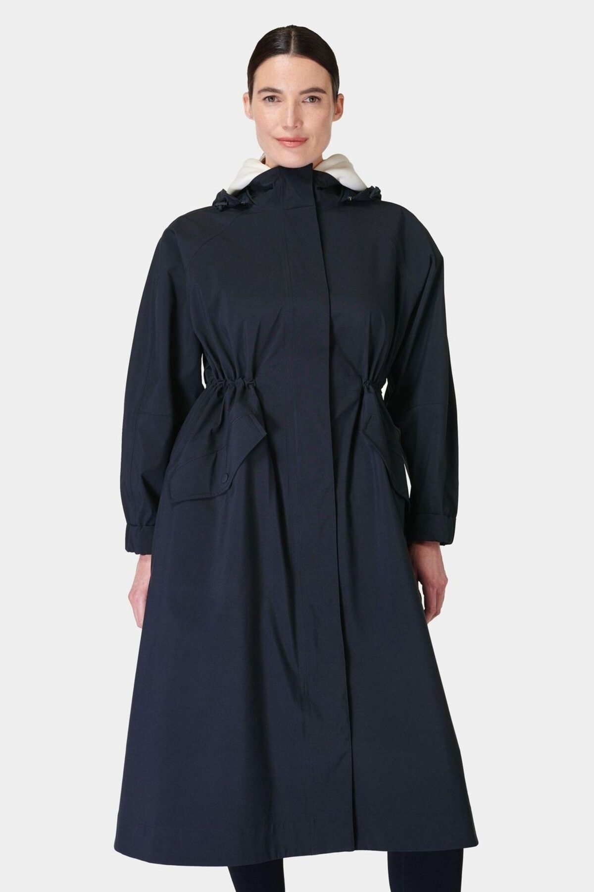Women's Blue Longline Waterproof Parka Jacket for All Weather Protection