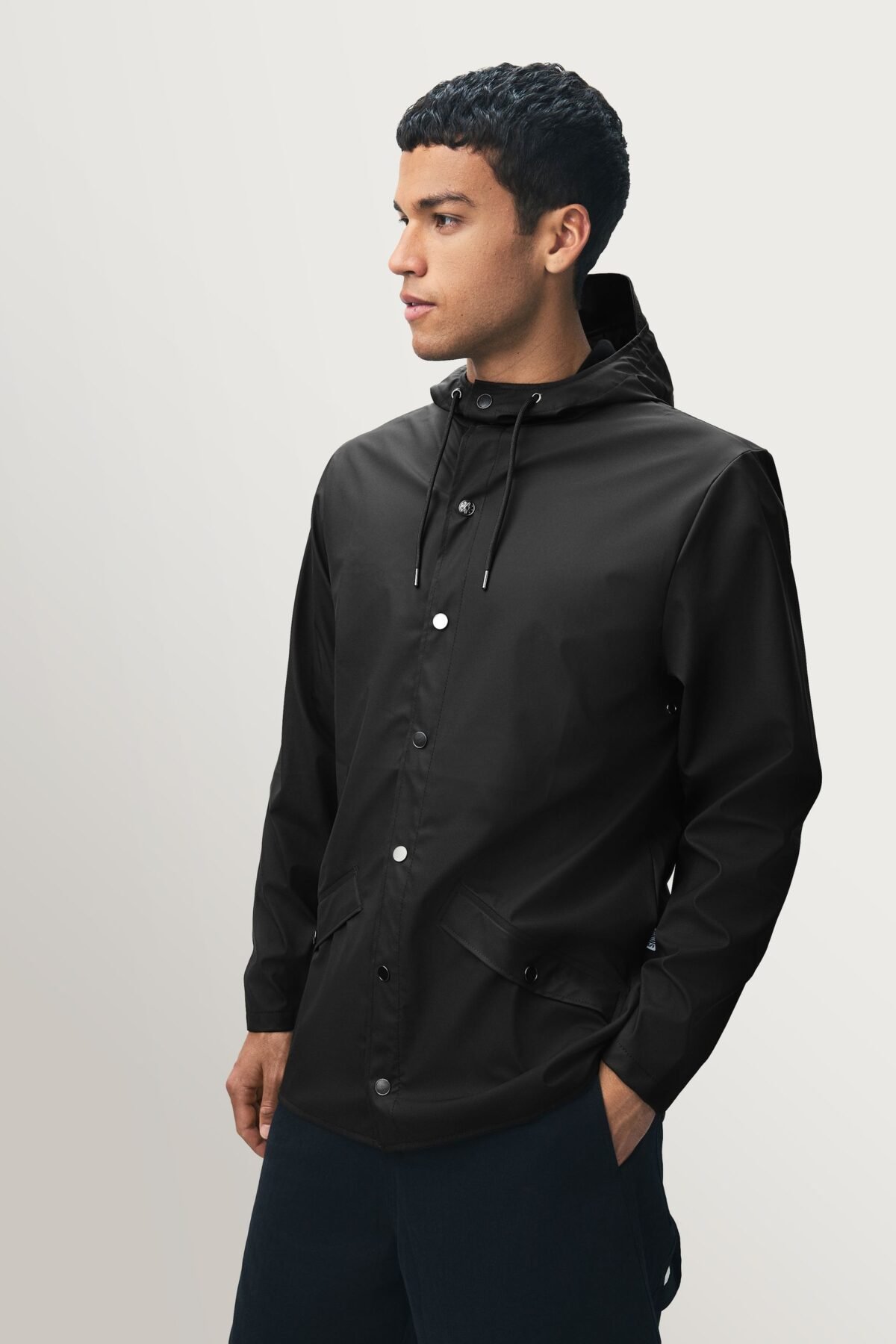 Black Waterproof Rain Jacket for Men Durable Everyday Rainwear