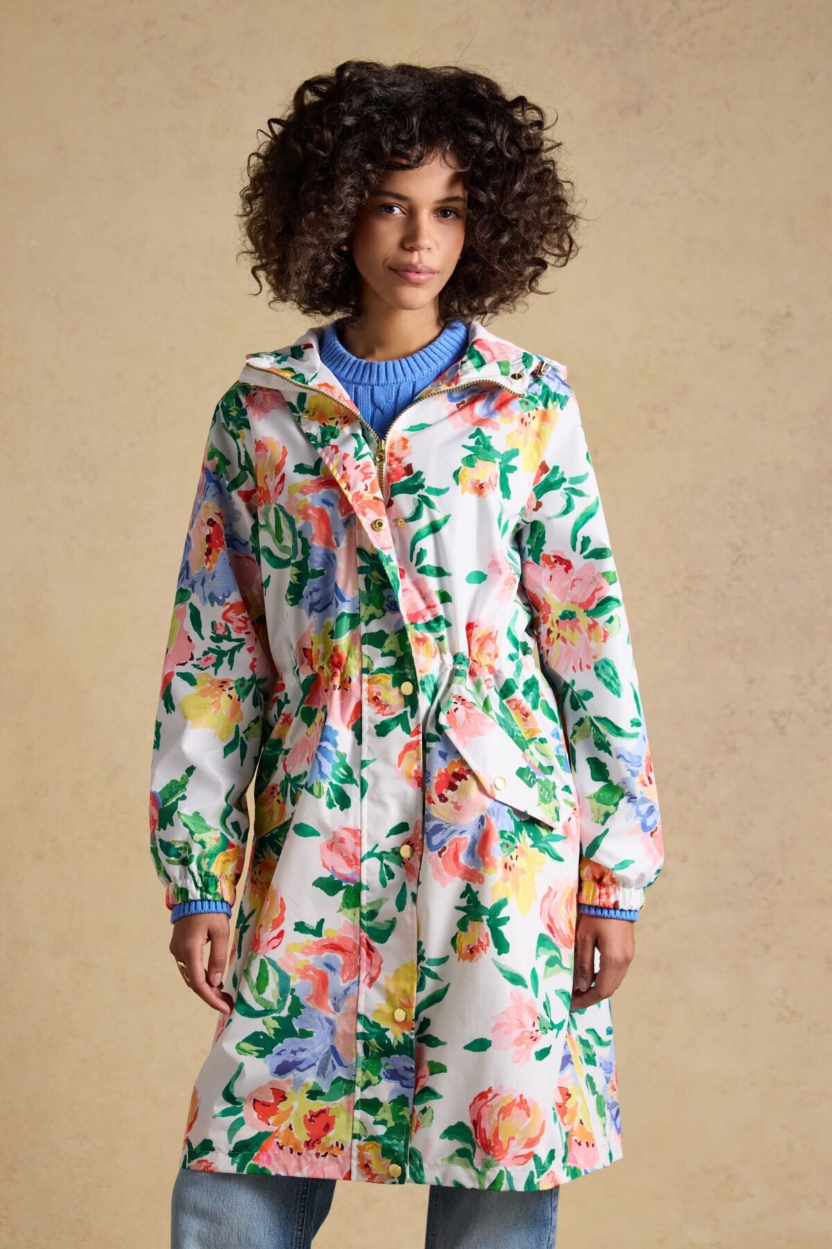Women's Floral Print Waterproof Packable Raincoat with Hood