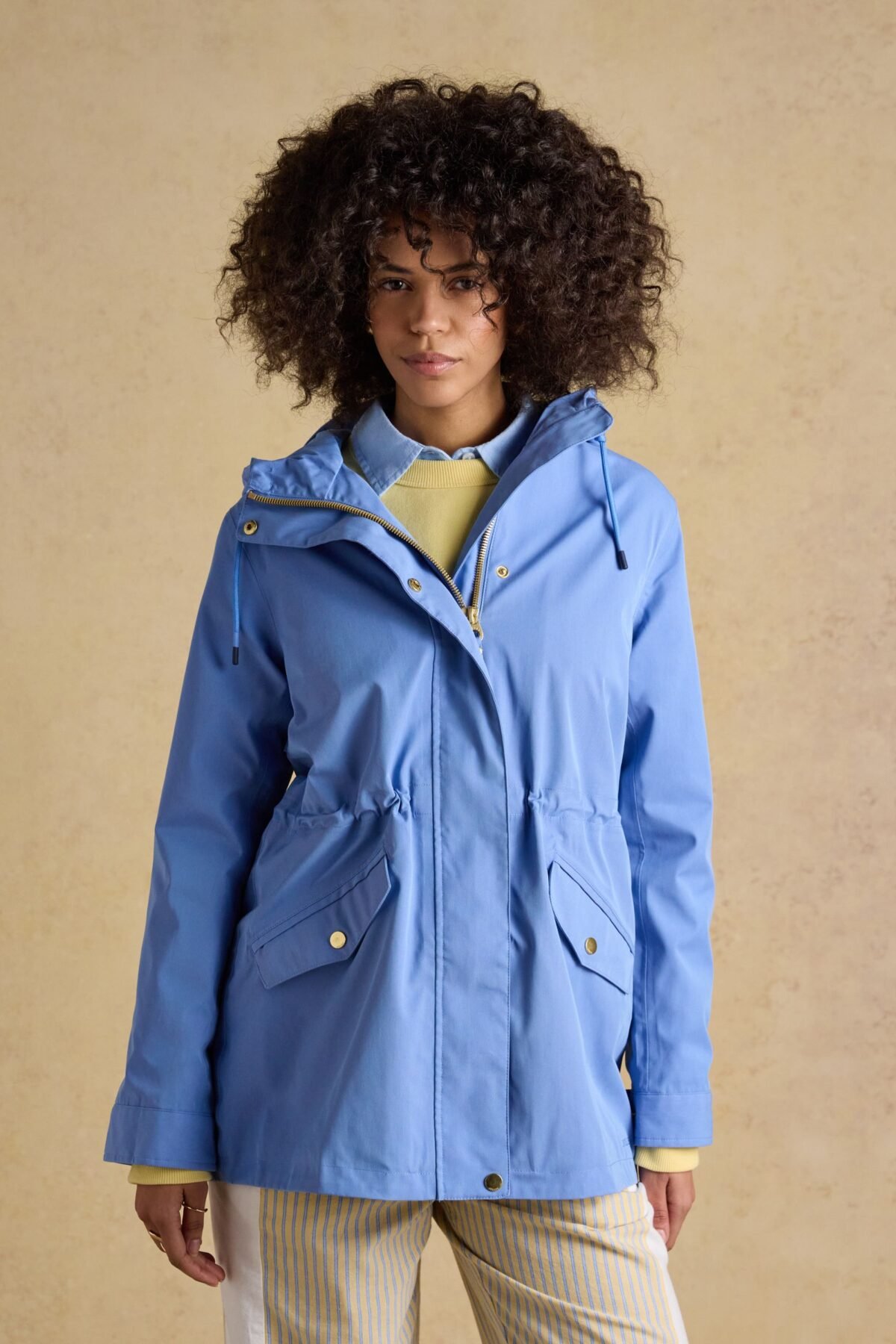Women's Blue Hooded Waterproof Raincoat Lightweight Rain Protection