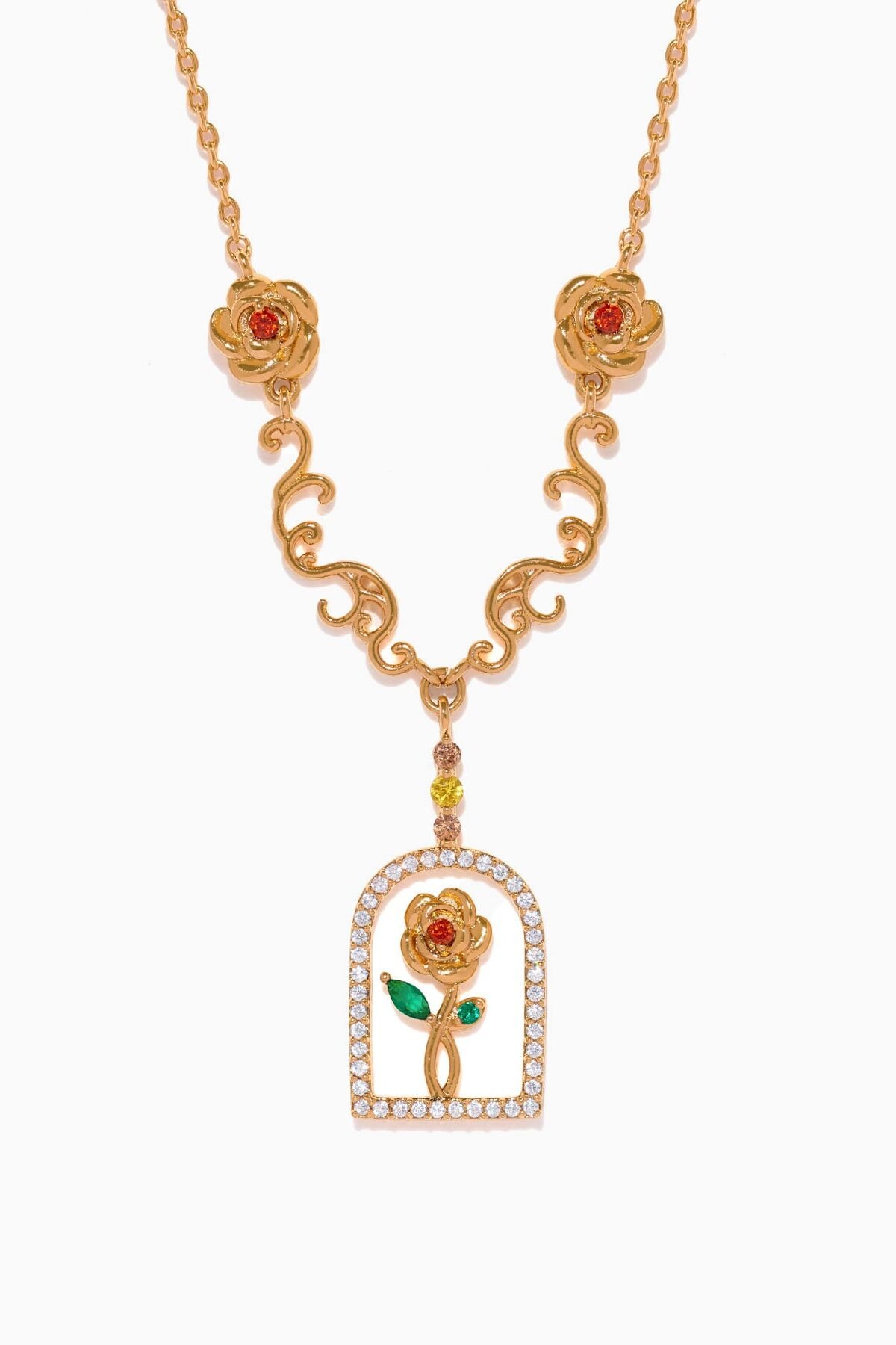 Disney Beauty & the Beast Enchanted Rose Necklace