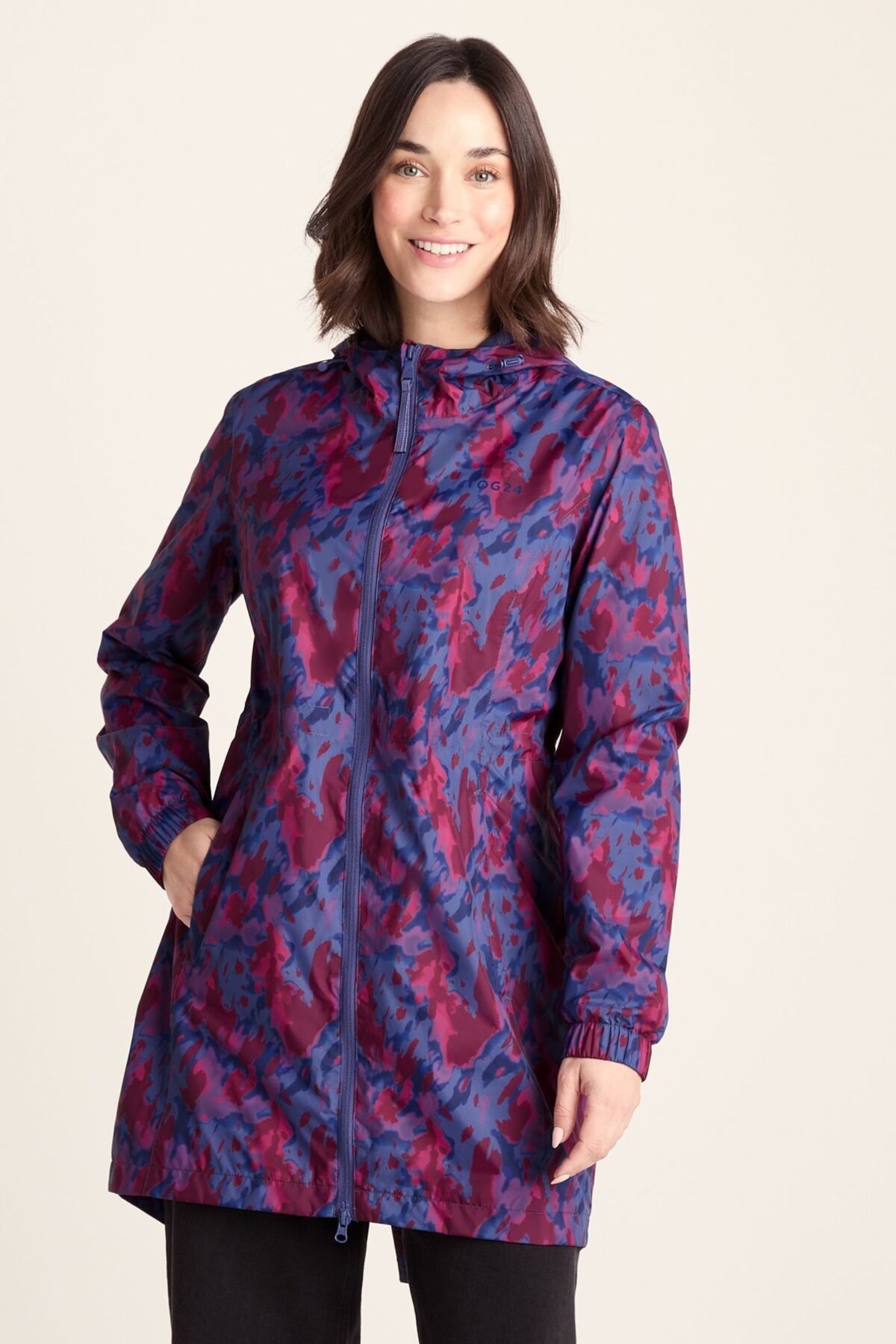 Women's Blue Waterproof Packable Rain Jacket with Hood Rain Protection