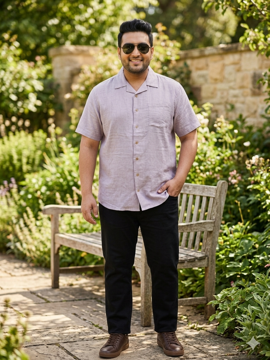 Plus Size Men Cuban Collar Cotton Shirt