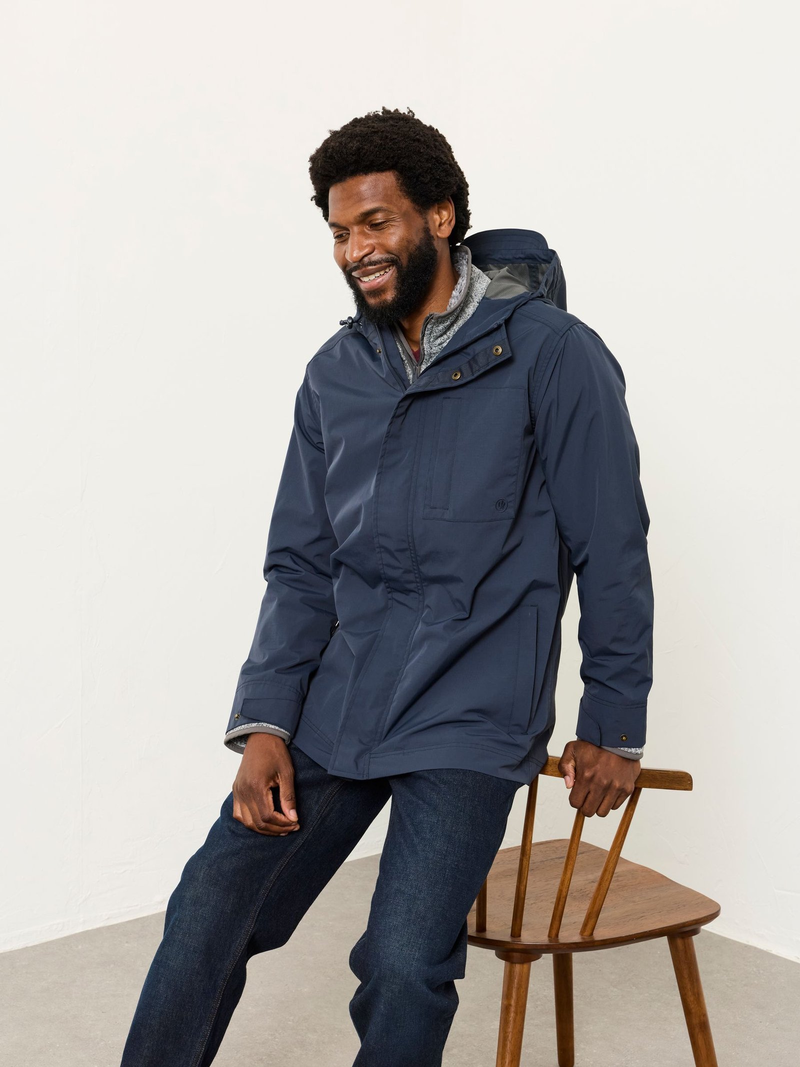 Navy Blue Lightweight Waterproof Jacket for Men Outdoor Adventure Wear