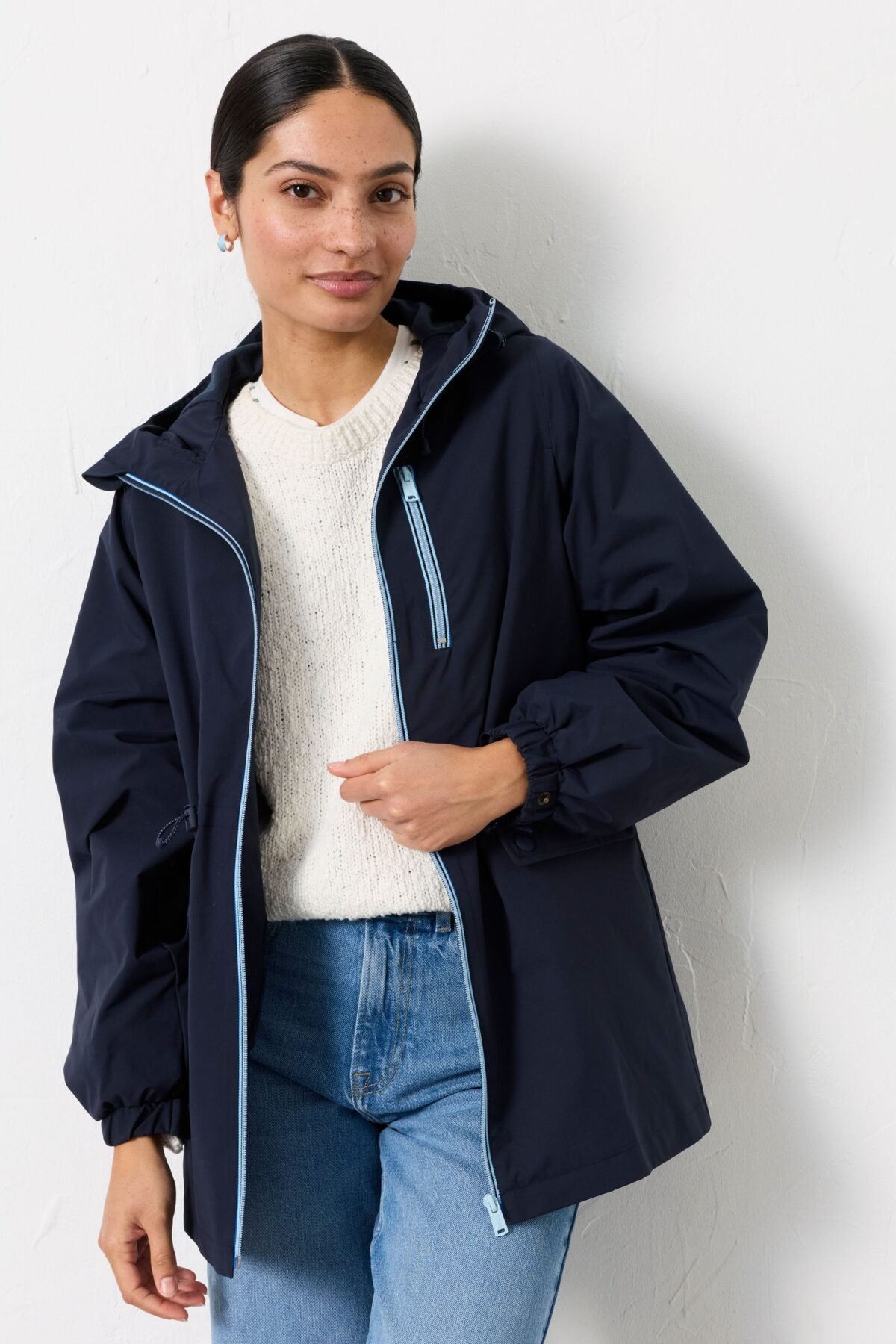 Women's Navy Shower Resistant Raincoat Lightweight Everyday Protection