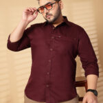 Plus Size Men  Oversized Fit Spread Collar Solid Cotton Casual Shirt