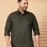 Plus Size Oversized Fit Spread Collar Solid Cotton Casual Shirt