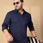 Plus Size Men  Oversized Fit Spread Collar Solid Cotton Casual Shirt