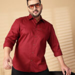 Plus Size Men  Oversized Fit Spread Collar Solid Cotton Casual Shirt
