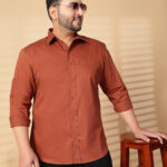 Plus Size Men  Oversized Fit Spread Collar Solid Cotton Casual Shirt