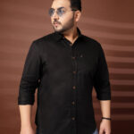 Plus Size Men  Oversized Fit Spread Collar Solid Cotton Casual Shirt