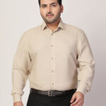 Plus Size Men Spread Collar Solid Linen Casual Shirt