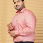 Plus Size Men Pink Formal Shirt