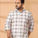 Plus Size Men Spread Collar Tartan Checked Cotton Casual Shirt