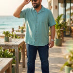 Plus Size Men Cuban Collar Cotton Shirt