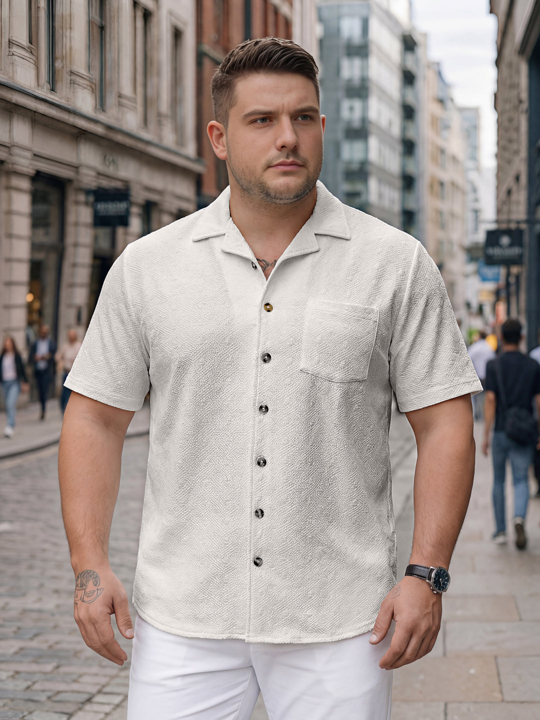 Plus Size Men Textured Casual Shirt