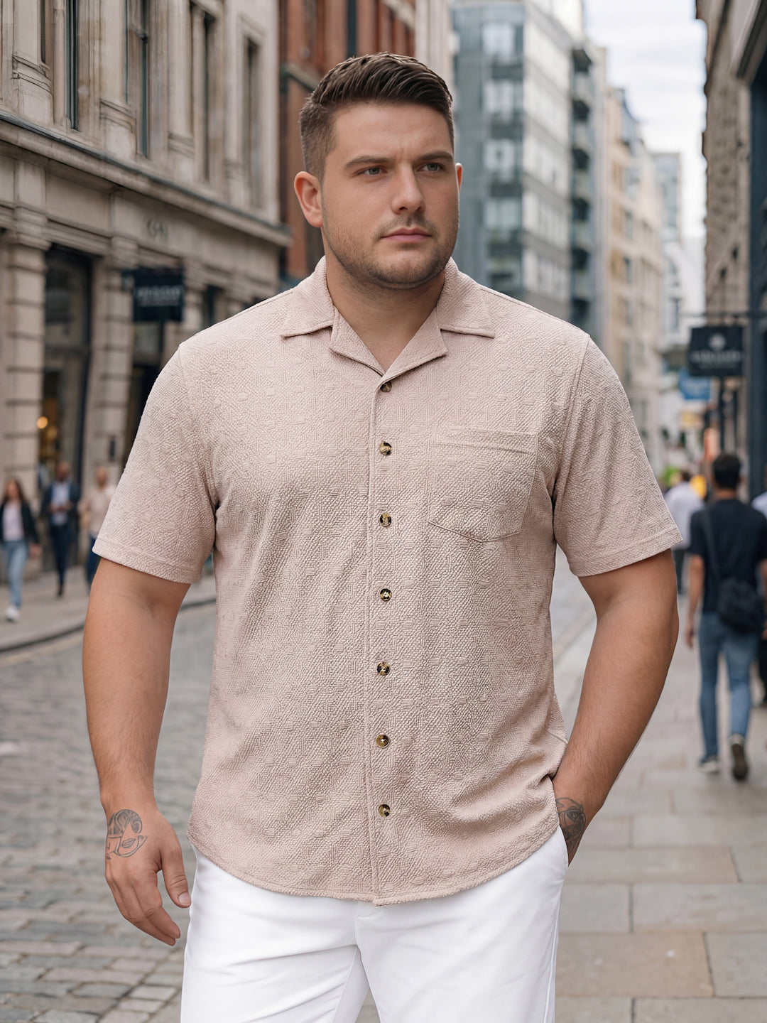 Plus Size Men Textured Casual Shirt