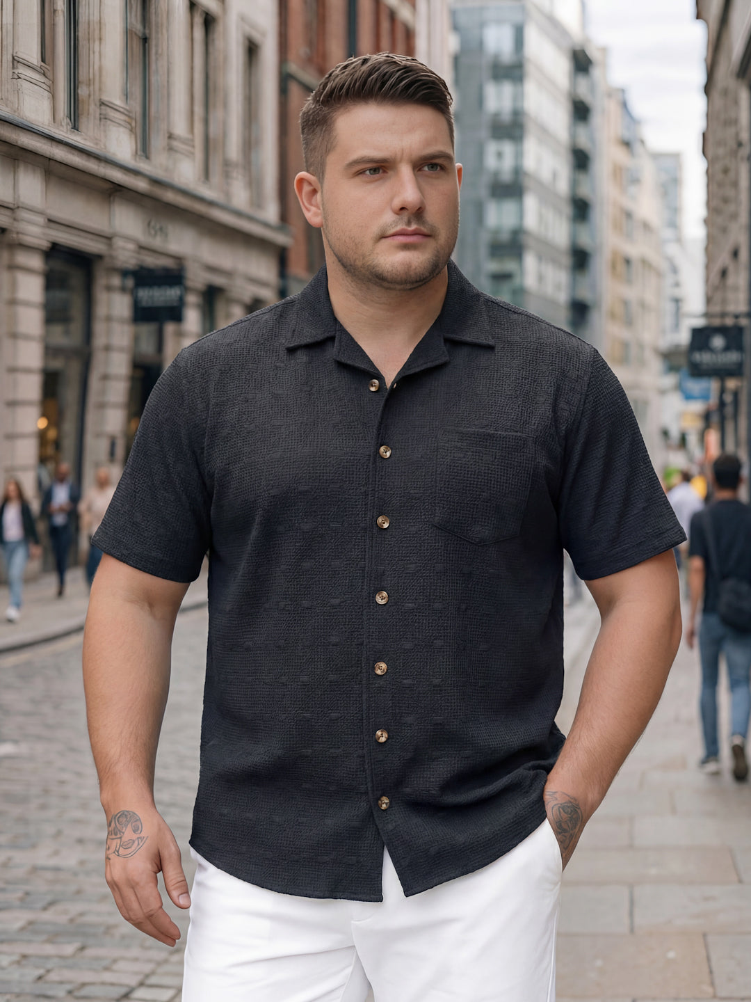 Plus Size Men Textured Casual Shirt