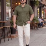 Plus Size Men Textured Casual Shirt