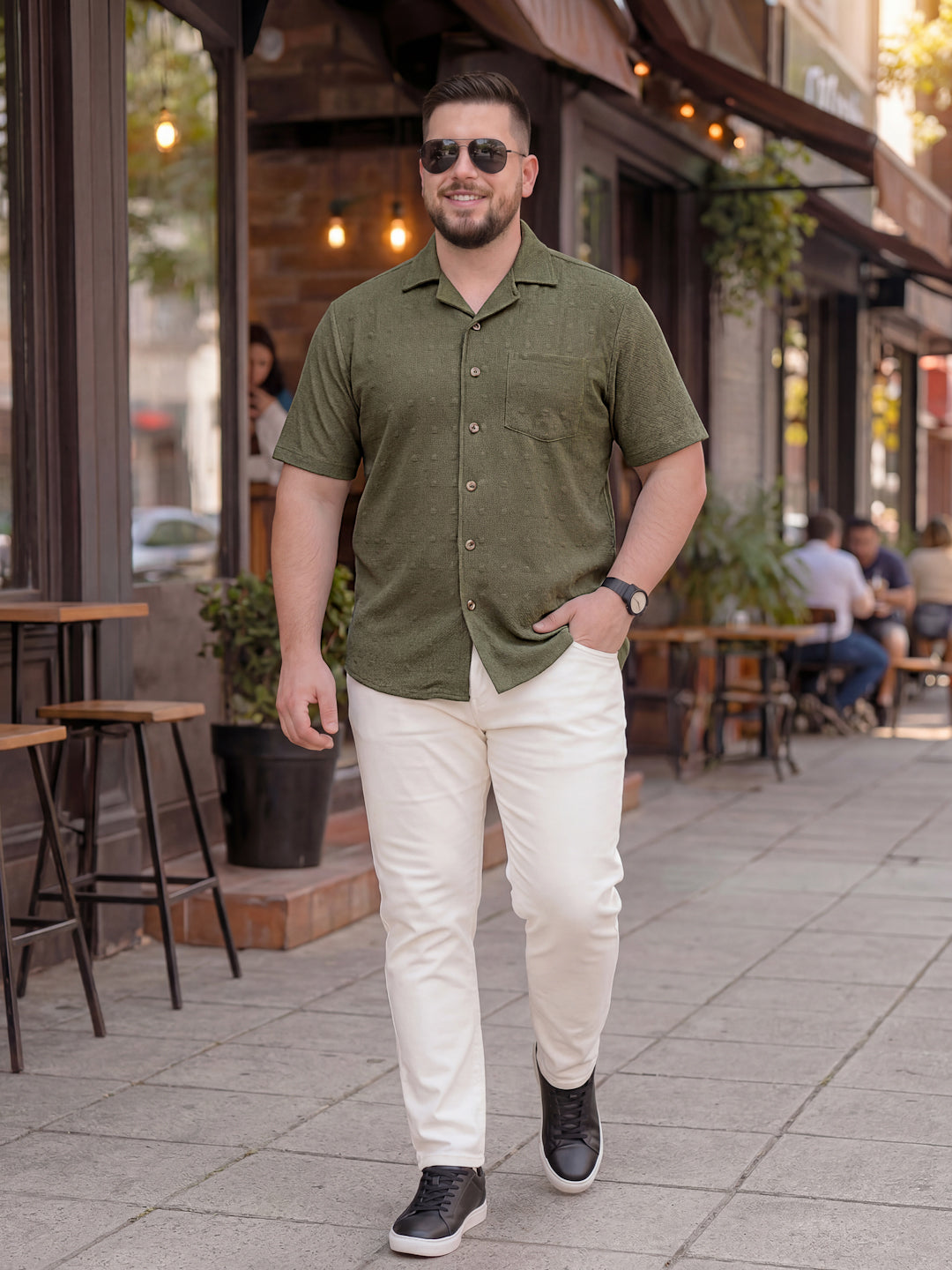 Plus Size Men Textured Casual Shirt