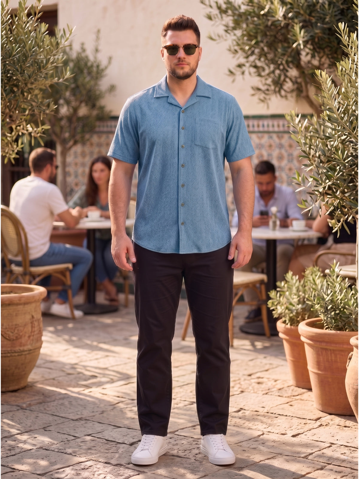 Plus Size Men Textured Casual Shirt