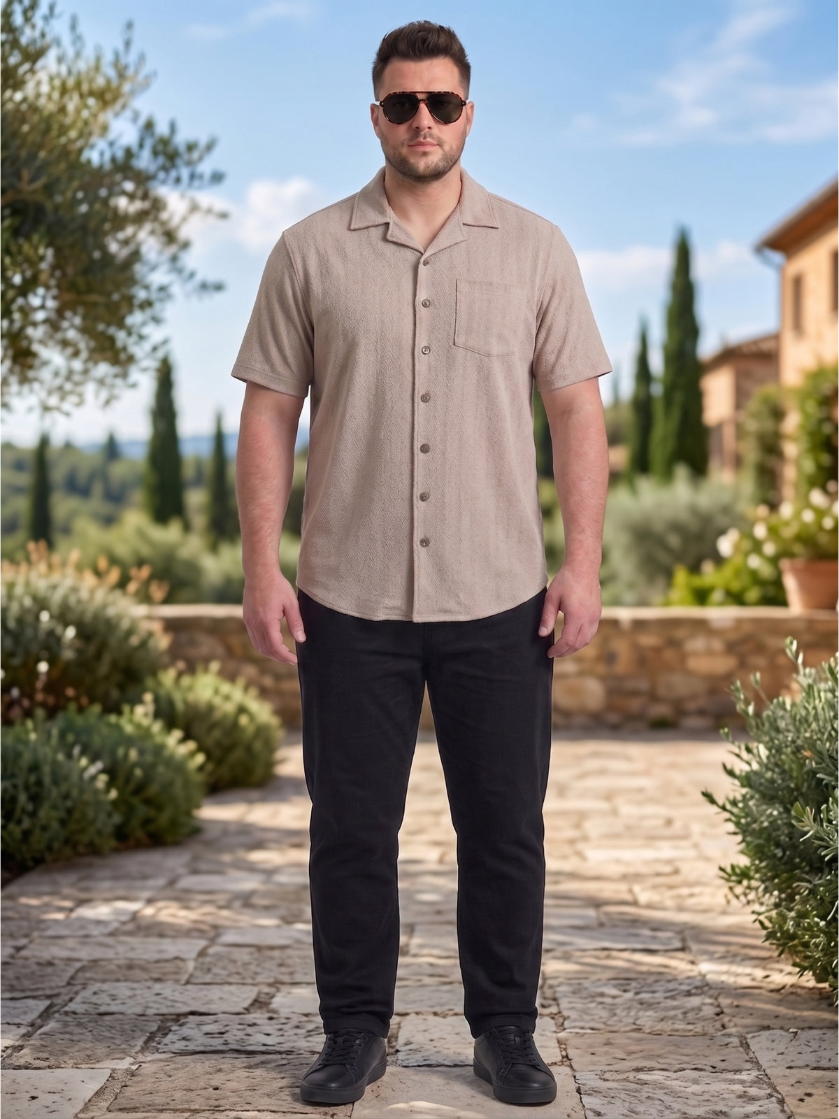 Plus Size Men Textured Casual Shirt