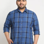 Plus Size  Tartan Checks Cotton Casual Shirt